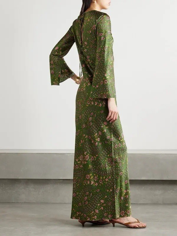 Veronica Beard Gemma Silk-Blend Satin Maxi Dress $698 Size 4