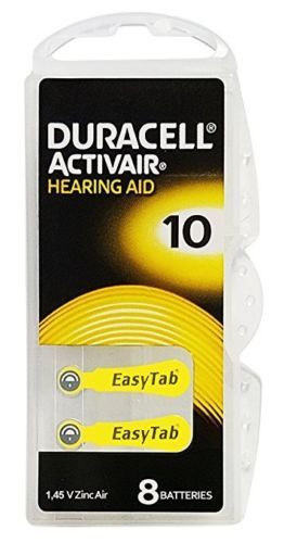 Duracell Activair Mercury Free Hearing Aid Batteries Size 10 (40-160) Exp 2029