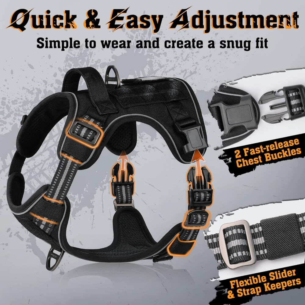 rabbitgoo Military Tactical No Pull Dog Harness Adjustable Reflective Large Vest rabbitgoo Military Tactical No Pull Dog Harness Adjustable Reflective Large Vest