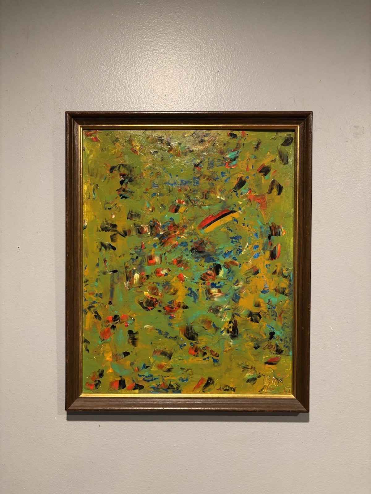 Framed Abstract Expressionist Oil Painting 16x20 Colorful Impasto Art By BRK