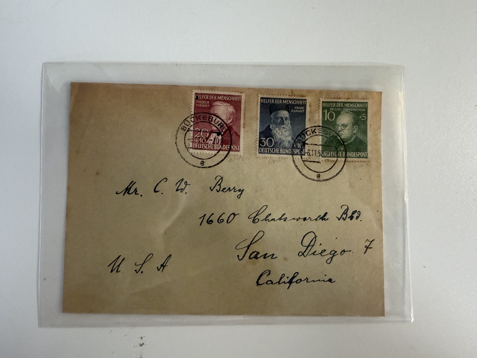 1954 Germany Humanitarian Cover Dunant Red Cross Nobel Peace Scarce Complete Set