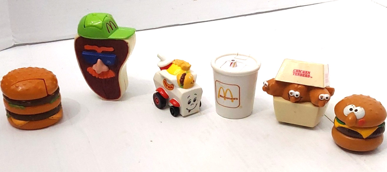 Vtg 1987-1993 Fast Food Toy Lot 6pc McDonald's Changeables Burger King Wendy'sL2