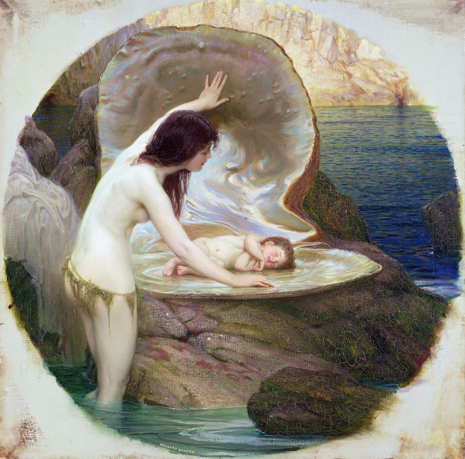 Herbert James Draper : A Water Baby : 1900 : Archival Quality Art Print 