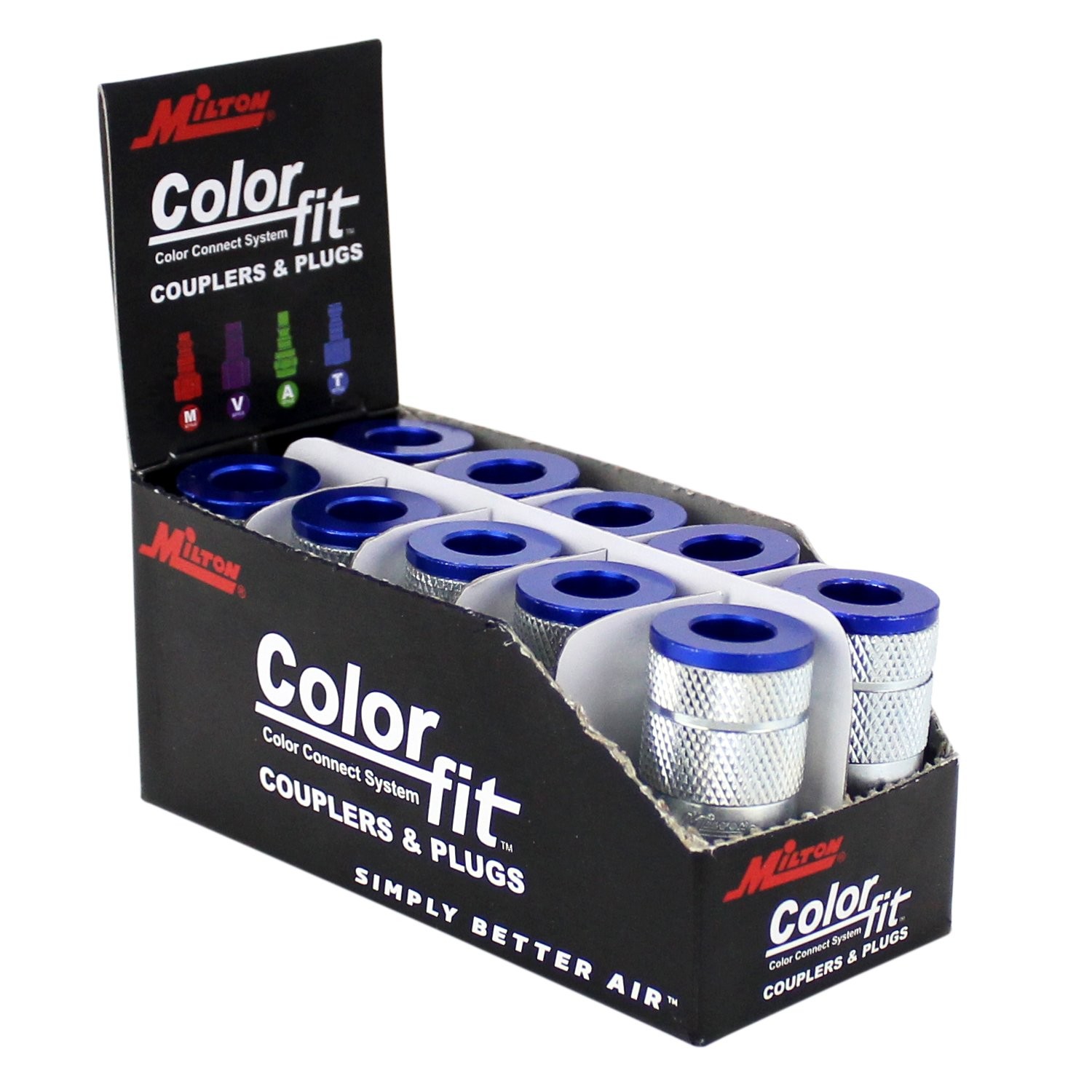 Milton 786TC Pneumatic Couplers T-style Blue 1/4\ Milton 786TC Pneumatic Couplers T-style Blue 1/4\