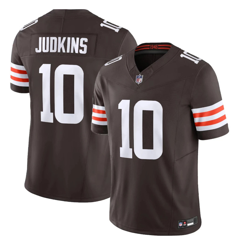 NWT Men's Browns #10 Quinshon Judkins Brown Limited Stitched Jersey S-3XL
