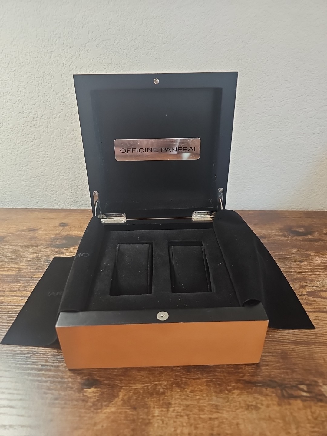 PANERAI LUMINOR SUBMERSIBLE PEARWOOD OEM CUSTOM DOUBLE WATCH BOX SET AUTHENTIC 