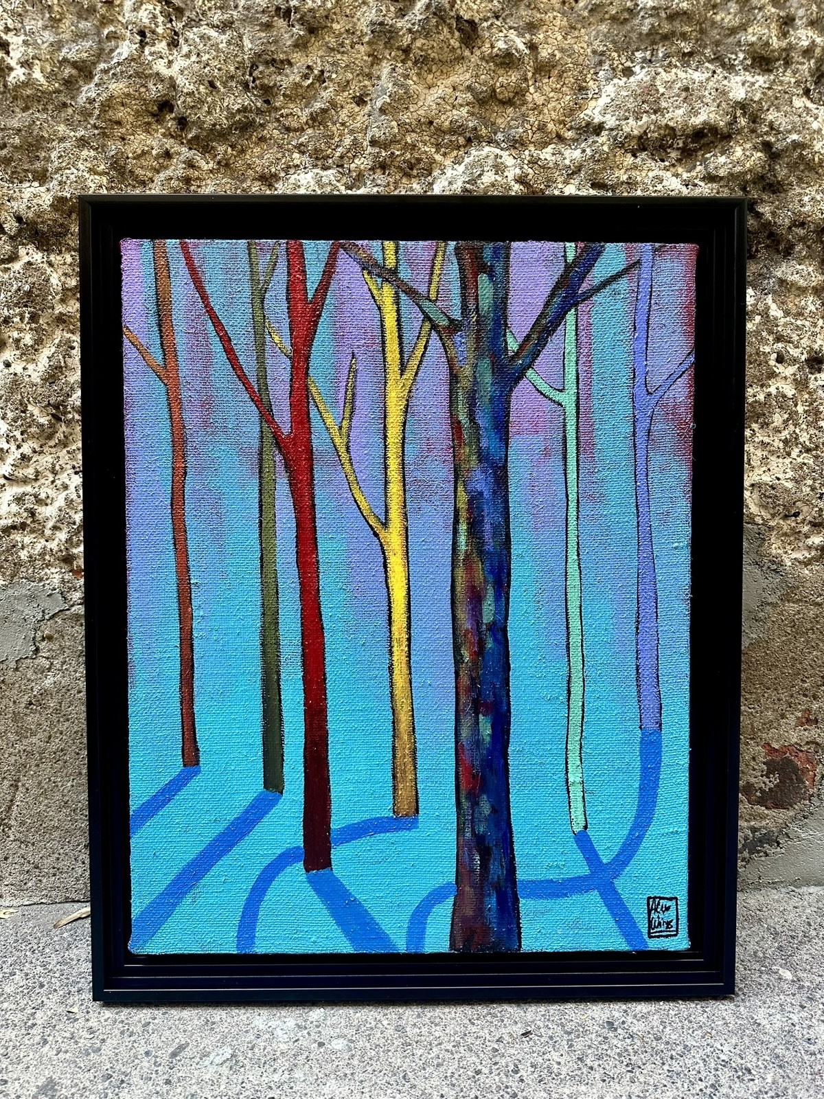 Abstract night Landscape 16x20 Original Oil Painting Framed contemporary Abstract night Landscape 16x20 Original Oil Painting Framed contemporary