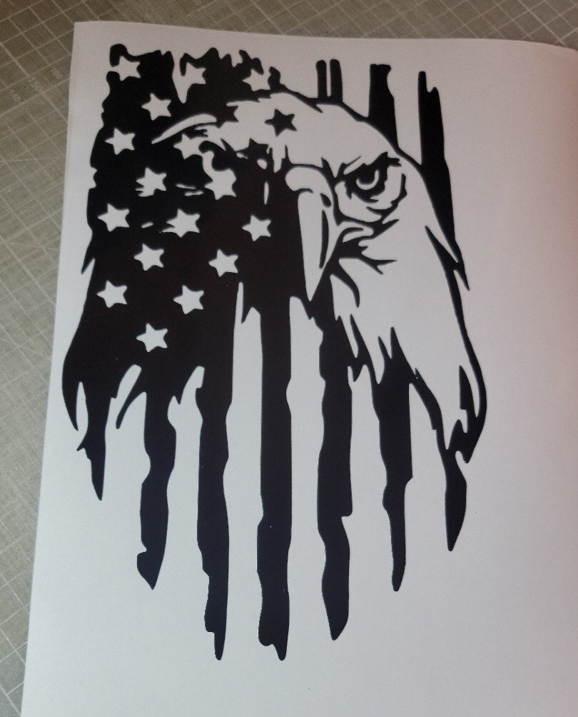 USA Flag Eagle Distressed decal sticker vinyl graphic American car truck window 