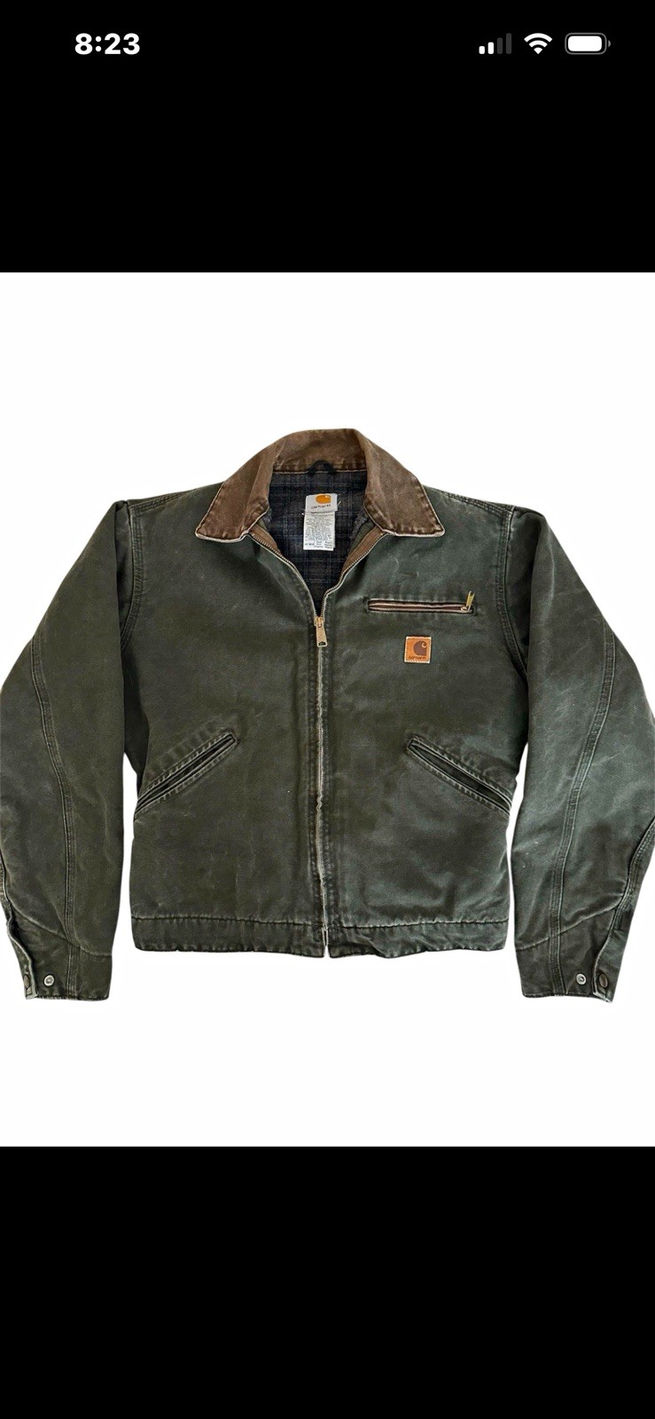 Carhartt Vintage Detroit  J97 MOS Green Blanket Lined Workwear Jacket Small USA