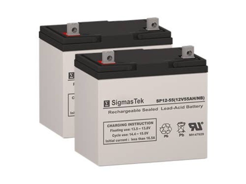 SigmasTek 12V 55Ah SLA Battery for Pride Celebrity XL SC445/SC4450DX - 2 Pack