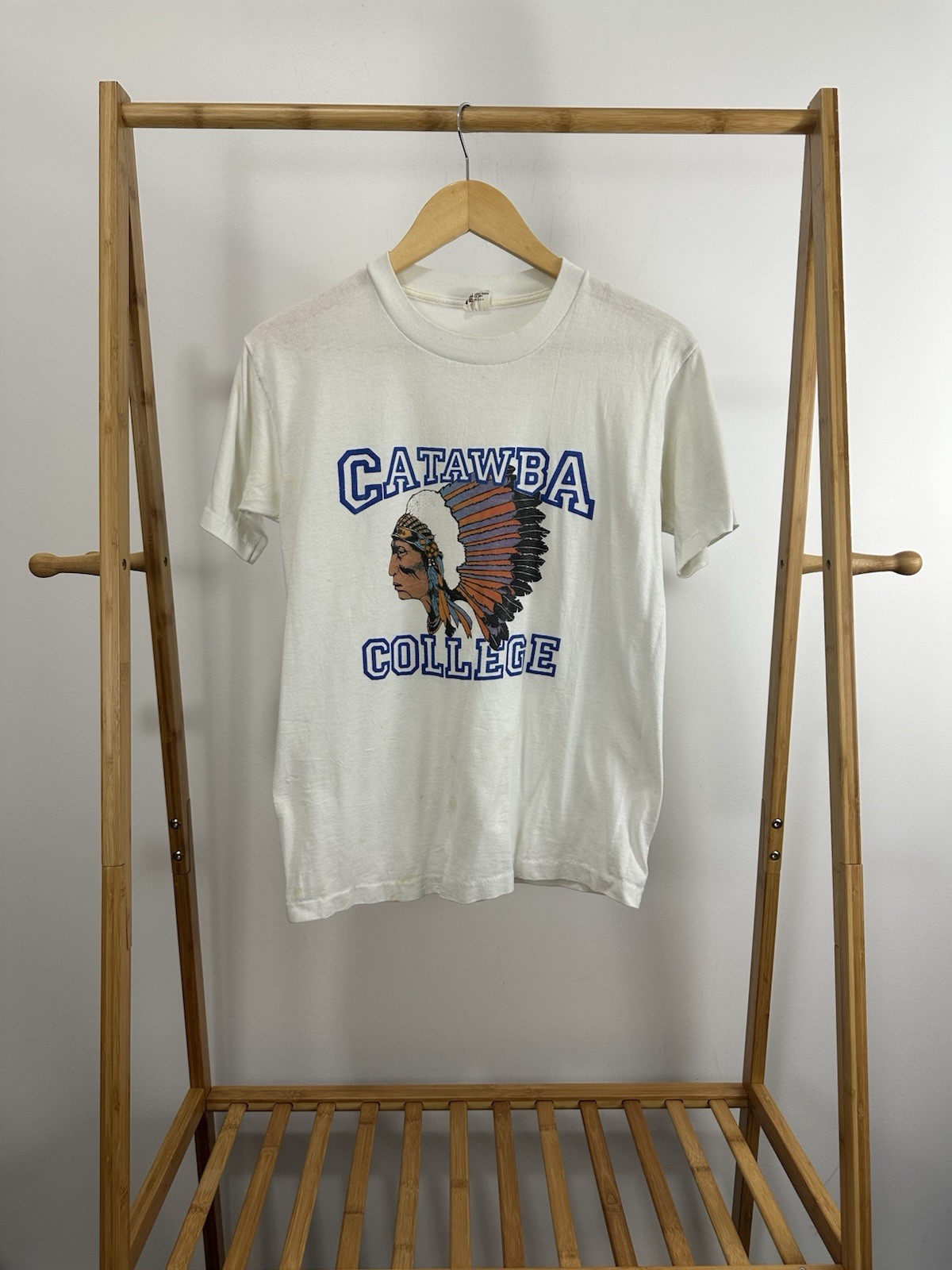 VTG 80s Catawba College RARE Chief Head Short Sleeve T-Shirt Size M VTG 80s Catawba College RARE Chief Head Short Sleeve T-Shirt Size M