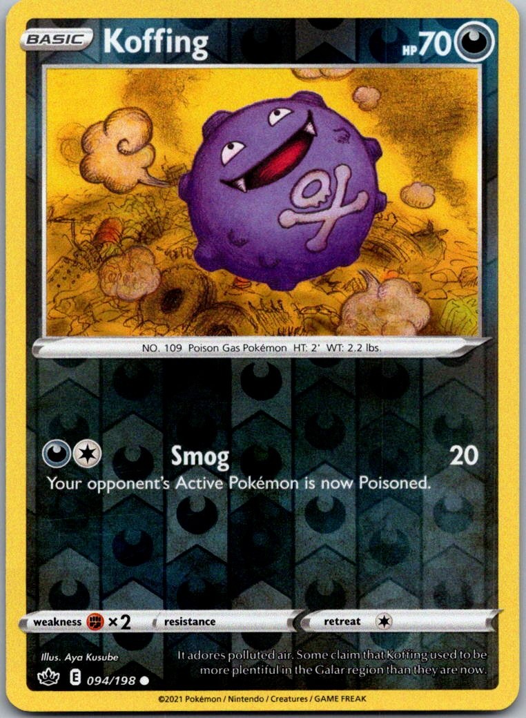 Koffing 094/198 Common Chilling Reign Pokemon Reverse Holo Near Mint Koffing 094/198 Common Chilling Reign Pokemon Reverse Holo Near Mint