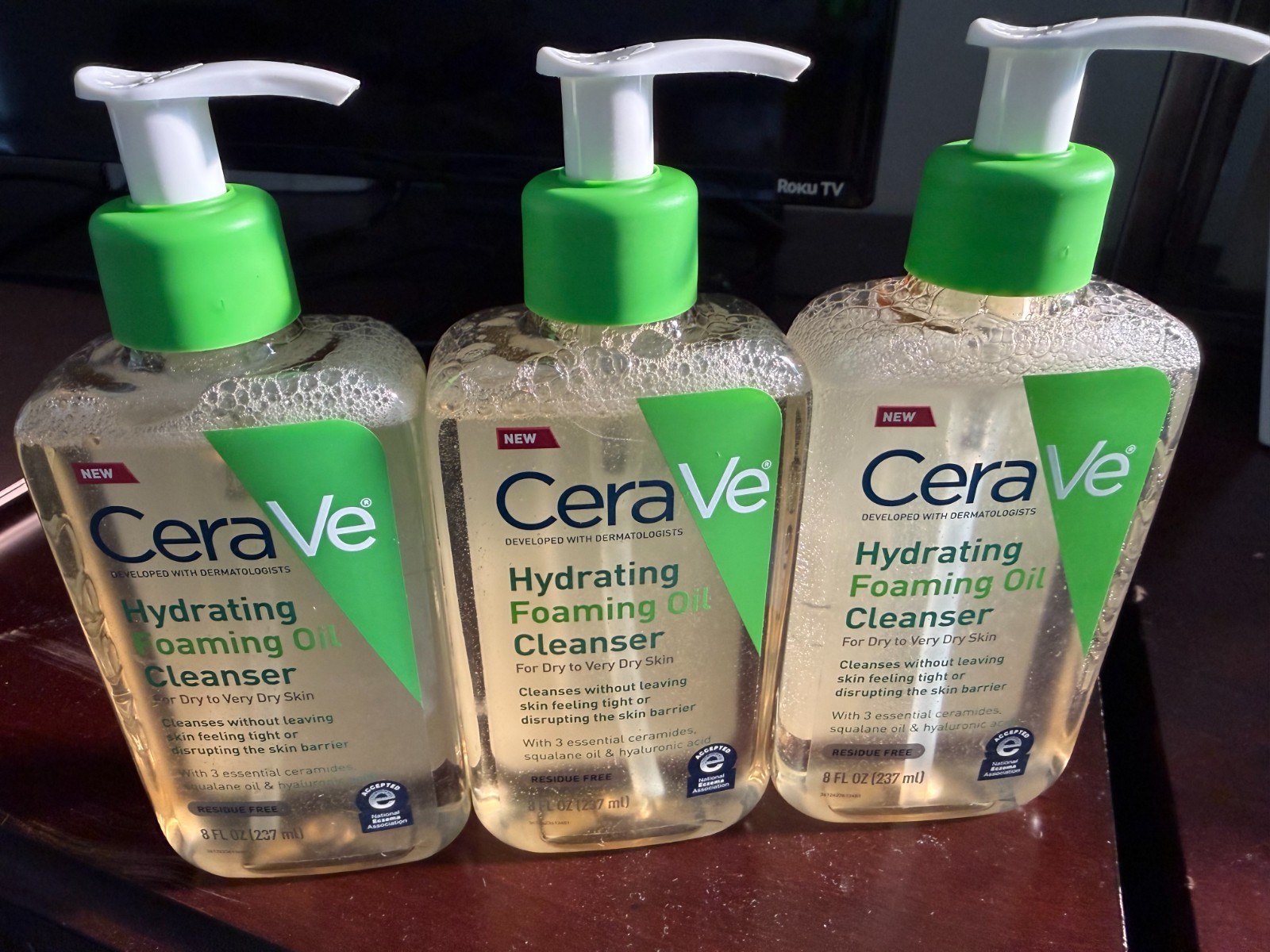 3 pk Cera ve CeraVe Hydrating Foaming Oil Cleanser Hyaluronic Acid Ceramides 8oz
