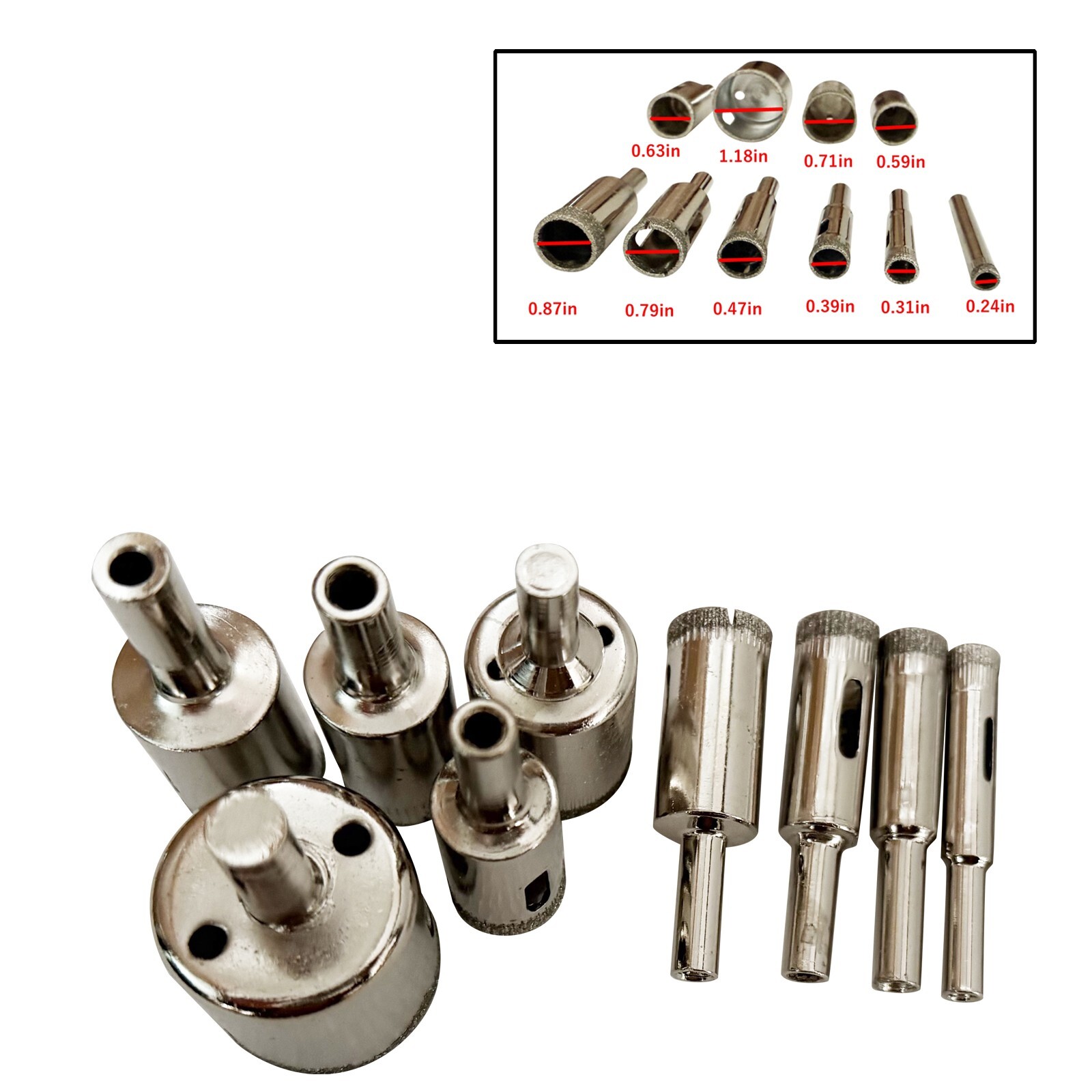 10PCS/Set Diamond Drill Head Kit Granite Marble Glass Ceramics Hole Openers