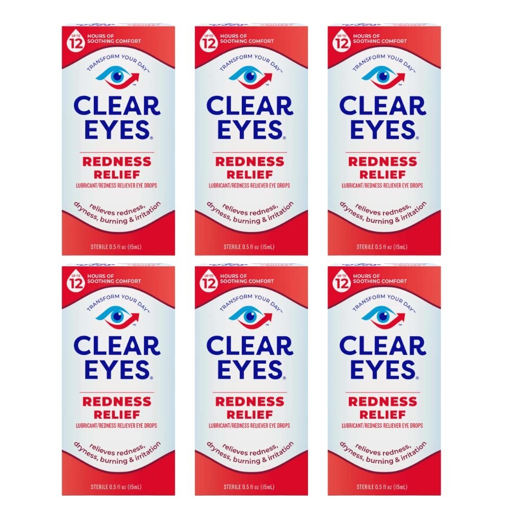6 Pack Clear Eyes Redness Relief Eye Drops 0.5oz Each 6 Pack Clear Eyes Redness Relief Eye Drops 0.5oz Each