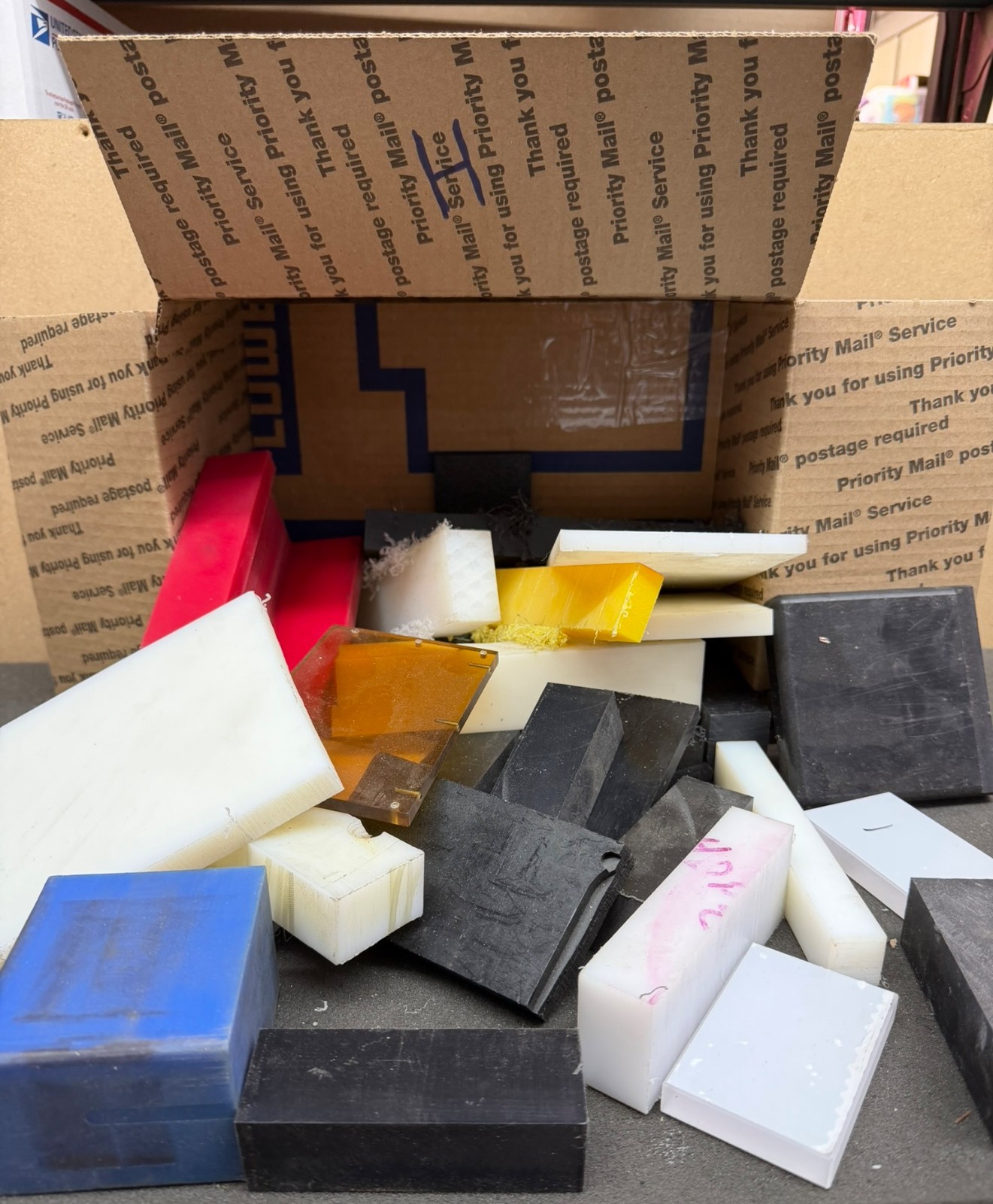 MIXED BOX LOT CNC MACHINABLE PLASTIC rod flat stock NYLON DELRIN UHMW POLY ETC H