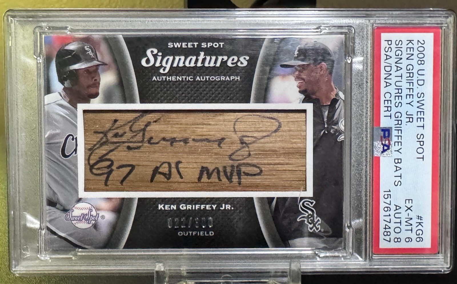 2008 UD SWEET SPOT SIGNATURES GRIFFEY BATS KEN GRIFFEY JR. 22/300 PSA 6 AUTO 8 2008 UD SWEET SPOT SIGNATURES GRIFFEY BATS KEN GRIFFEY JR. 22/300 PSA 6 AUTO 8