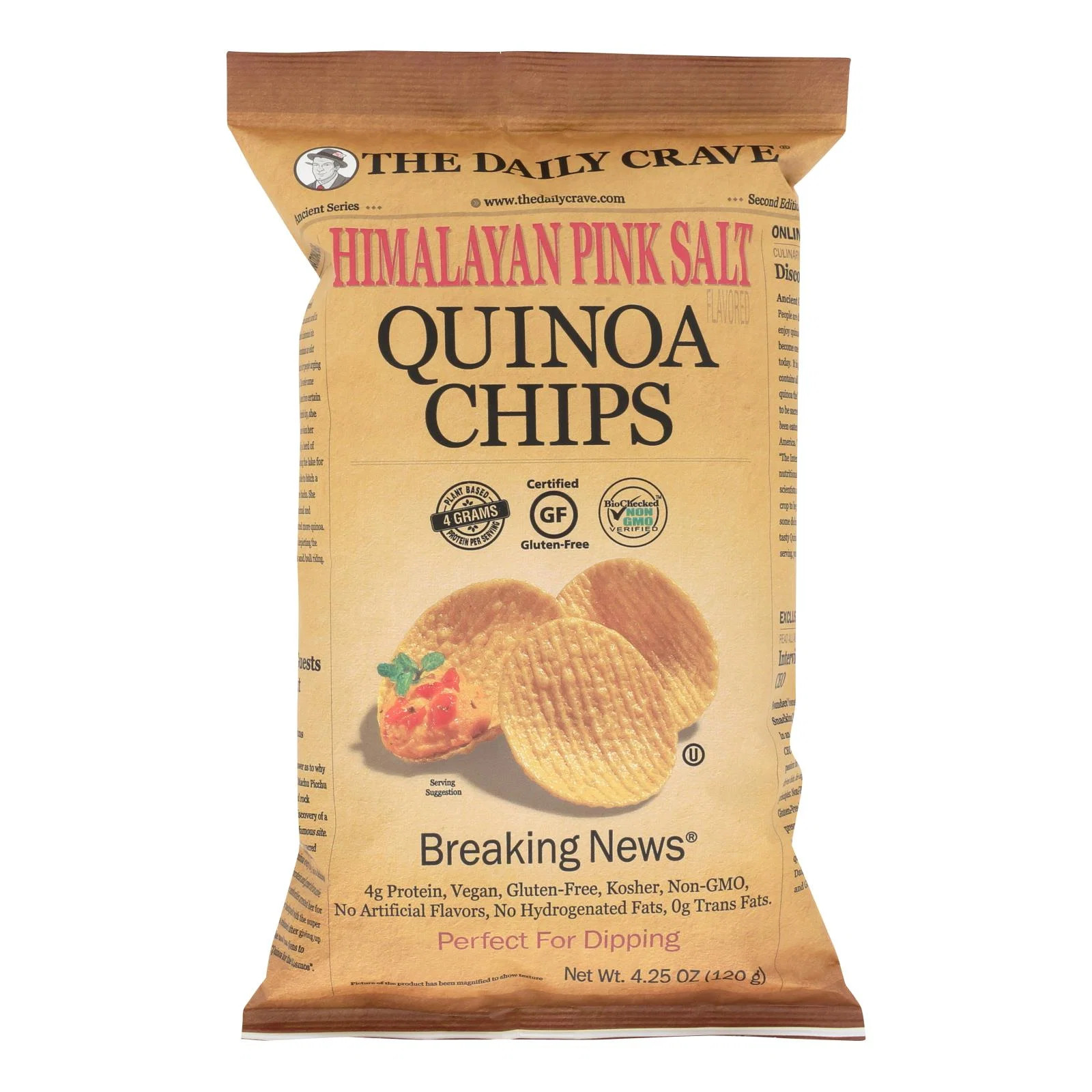 The Daily Crave - Quinoa Chips Himalayan Pink Salt - Case Of 8 - 4.25 Oz
