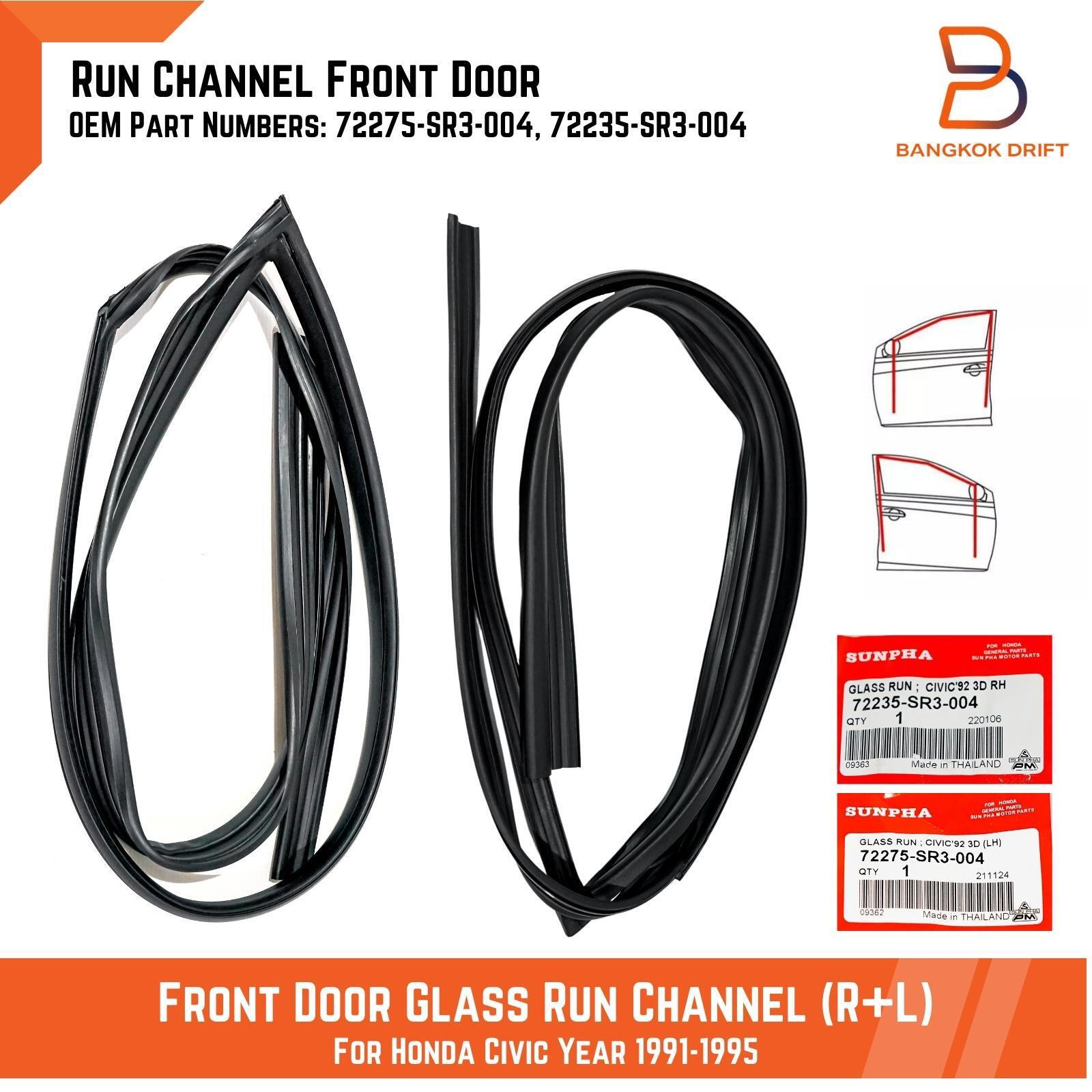 Front Door Glass Run Window Channel For Honda Civic 91-95 3DRS DX EX CX SI EJ EG