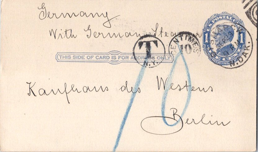 U.S. Government Postal Cards 1c Blue McKinley Postal Card c1912 Bismarck, N.Dak. U.S. Government Postal Cards 1c Blue McKinley Postal Card c1912 Bismarck, N.Dak.