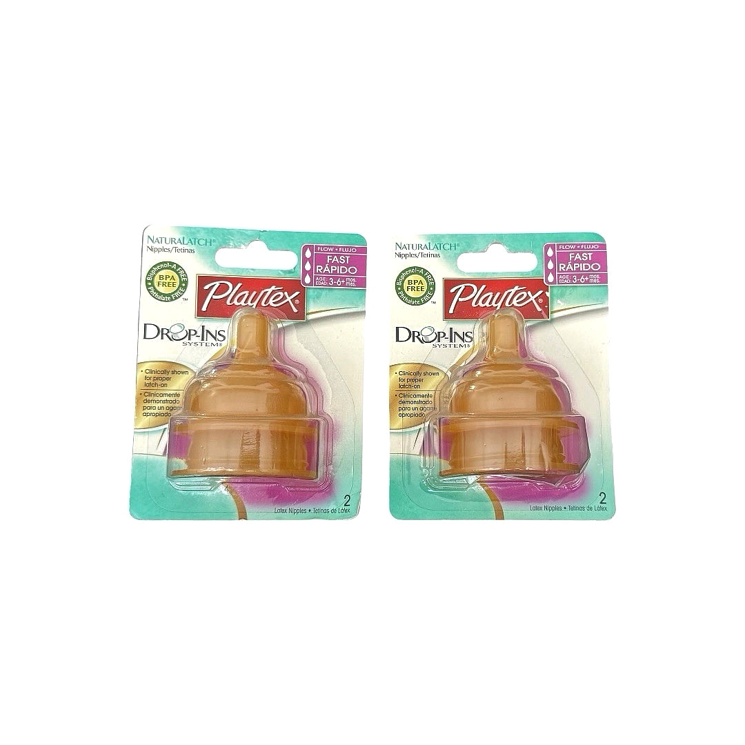 4 Playtex Latex Naturalatch Nipples Drop-Ins Fast Flow 3-6 Mo Vintage NIP 4 Playtex Latex Naturalatch Nipples Drop-Ins Fast Flow 3-6 Mo Vintage NIP