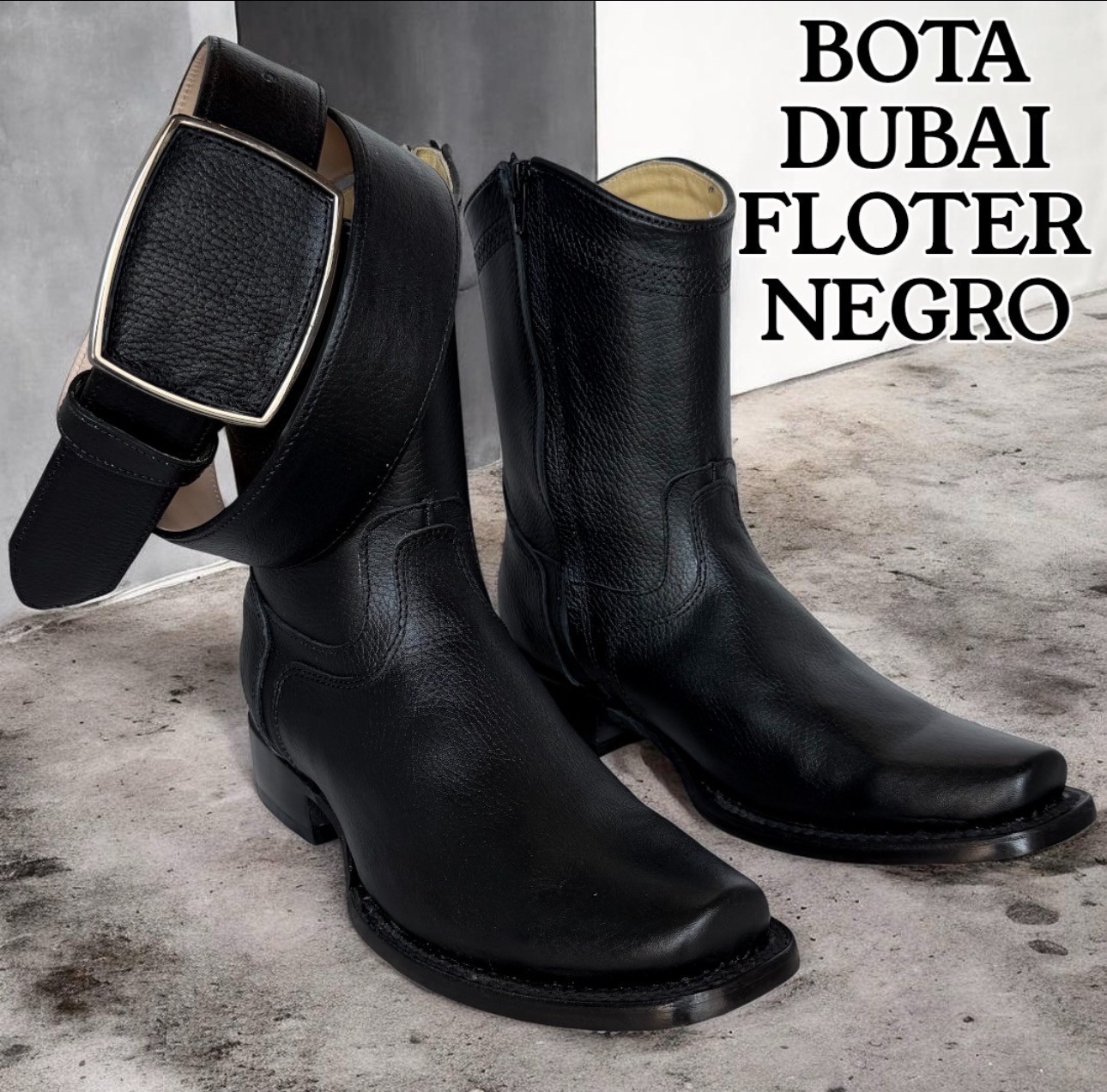 Men's Genuine Leather Dubai Toe Cowboy Boots Western Rodeo Boots + Belt