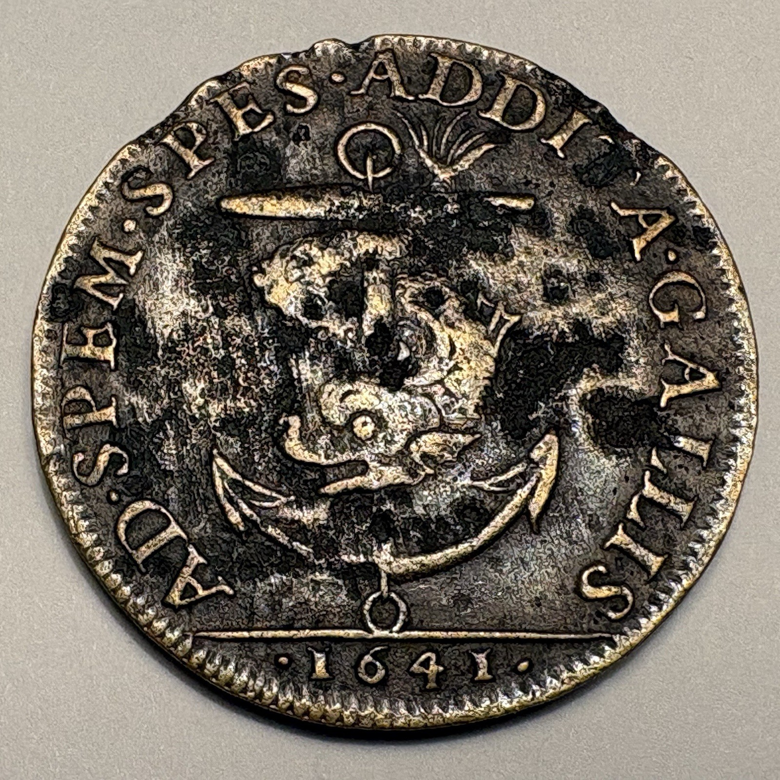 Rare 1641 France Louis XIII Jeton Sea Monster Anchor Coin 1600s