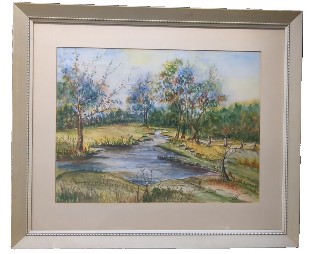 Lovely Original J. Pierson Watercolor Landscape Painting Circa 1933 Lovely Original J. Pierson Watercolor Landscape Painting Circa 1933