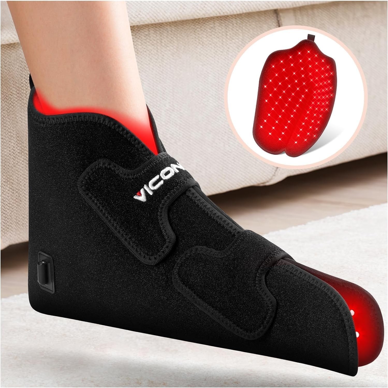 Viconor Red Infrared Light Therapy for Feet —Red Shoe Black