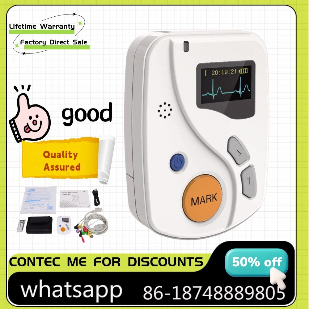 CONTEC TLC6000 12-Channel 24-Hour ECG/EKG Holter Monitor PC Software Included