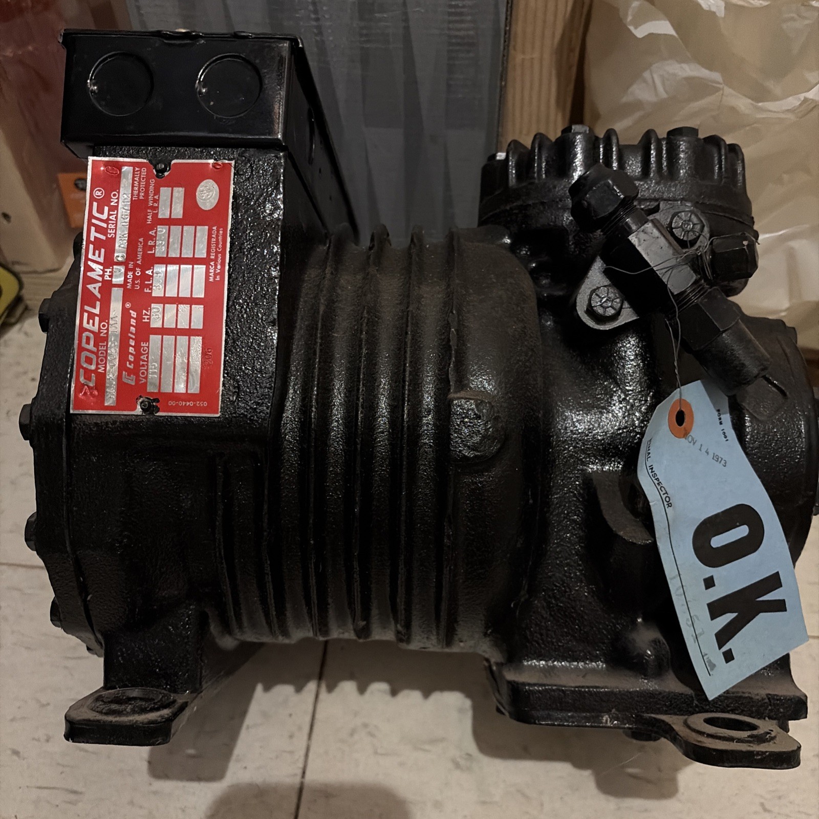 Vintage NOS Copeland HAJ2-0025-1AA Cast Compressor 115v R-12 RARE Vintage NOS Copeland HAJ2-0025-1AA Cast Compressor 115v R-12 RARE