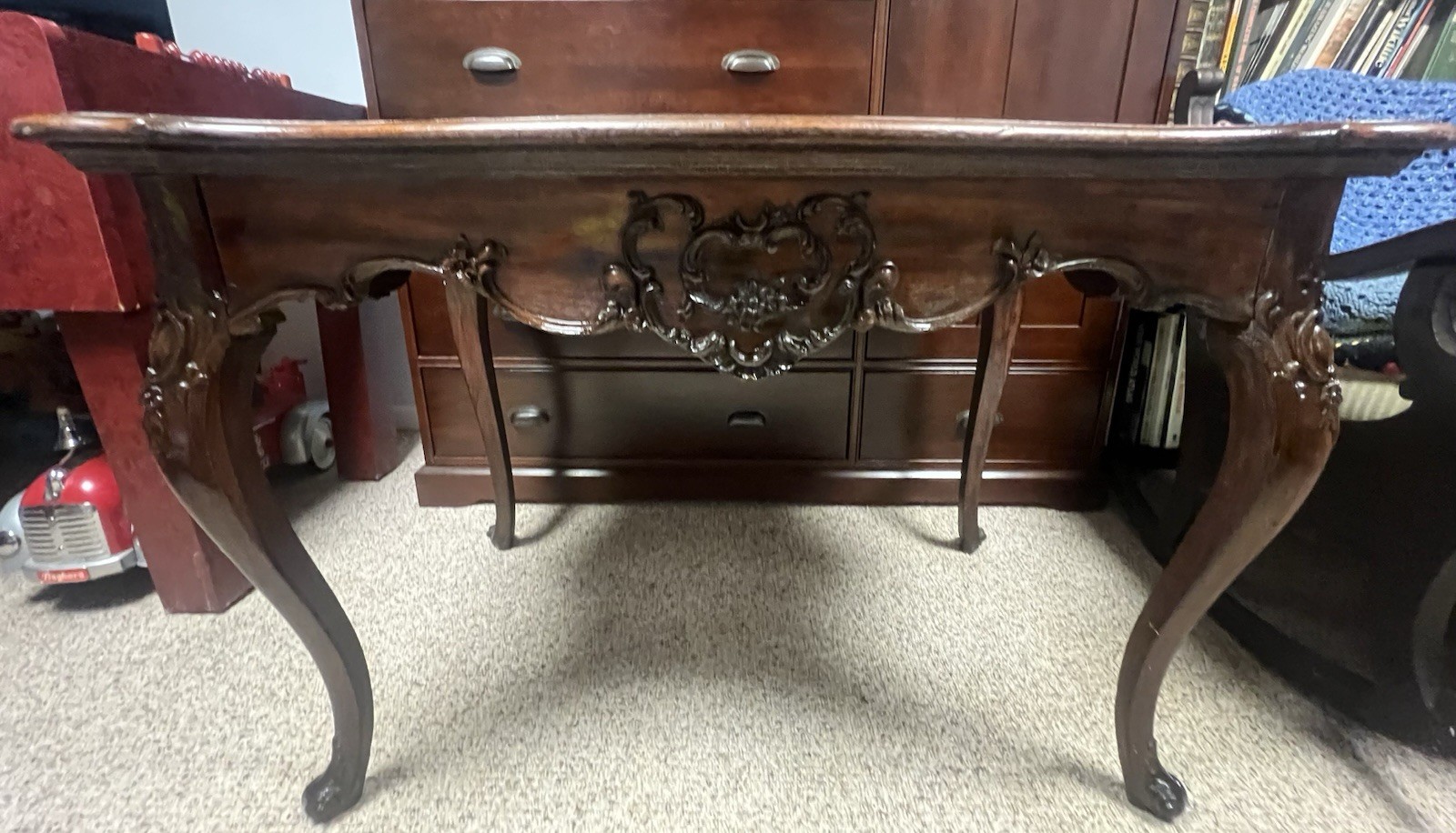 Vintage or Antique French Rococo Style Wood Writing Desk - Cabriole legs Vintage or Antique French Rococo Style Wood Writing Desk - Cabriole legs