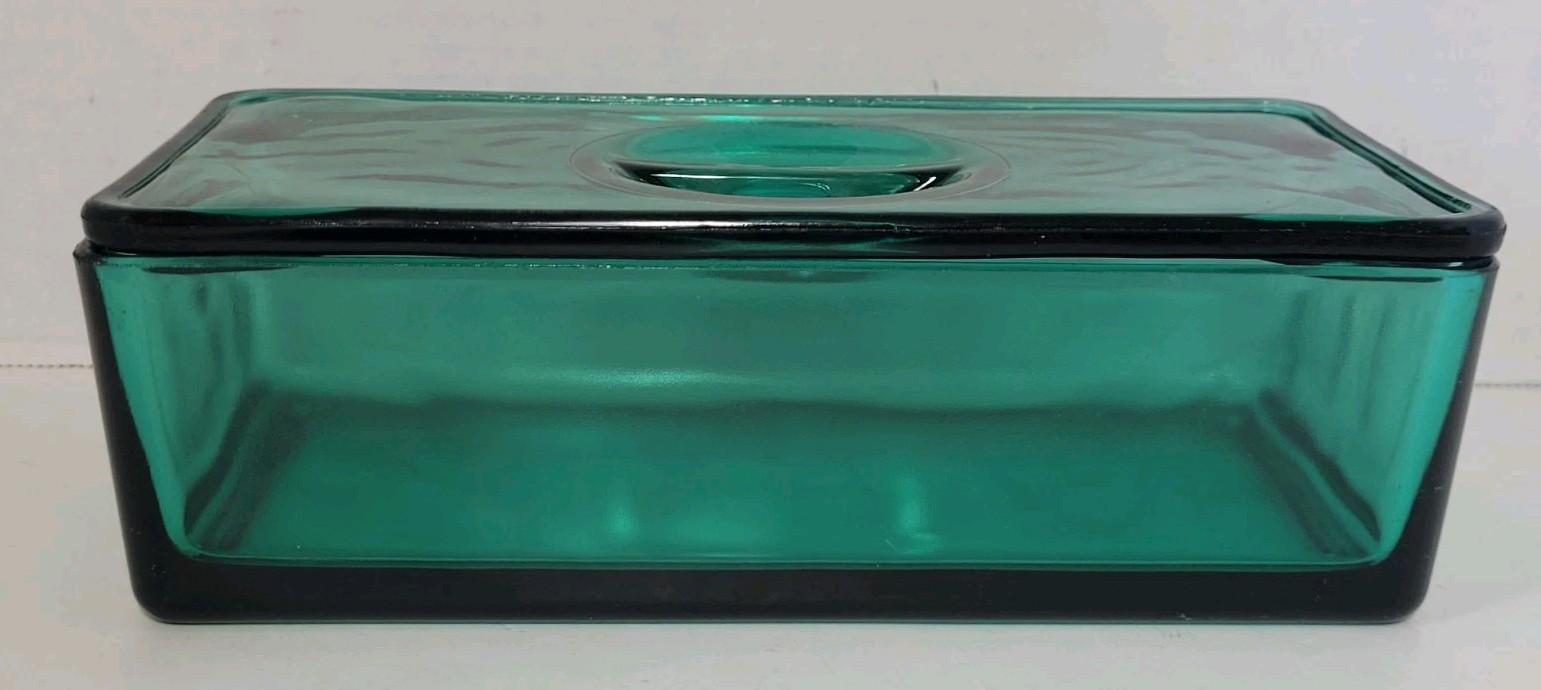 Vintage Jeanette Glass Teal Ultramarine Green Refrigerator Dish Depression Vintage Jeanette Glass Teal Ultramarine Green Refrigerator Dish Depression