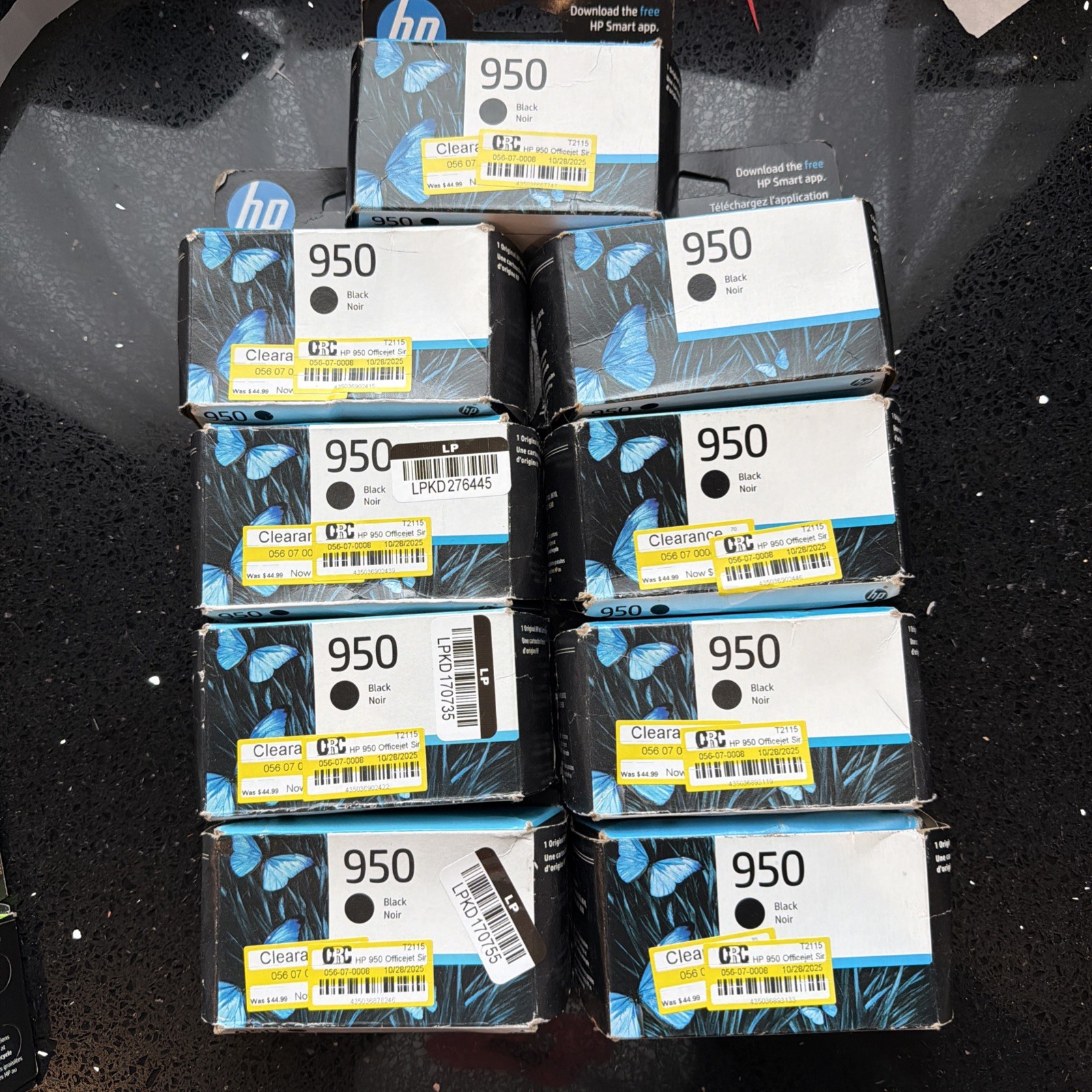 Lot Of 9 HP 950, CN049AN Black Original Ink Cartridge Exp 2024-2026 Lot Of 9 HP 950, CN049AN Black Original Ink Cartridge Exp 2024-2026