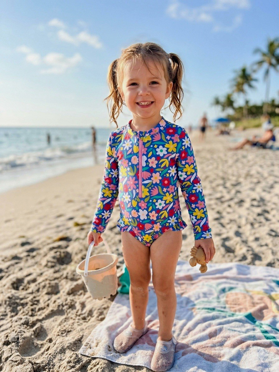 Wonder Nation Girls 4T One Piece Long Sleeve Rash Guard Swimsuit UPF 50+ Floral Wonder Nation Girls 4T One Piece Long Sleeve Rash Guard Swimsuit UPF 50+ Floral