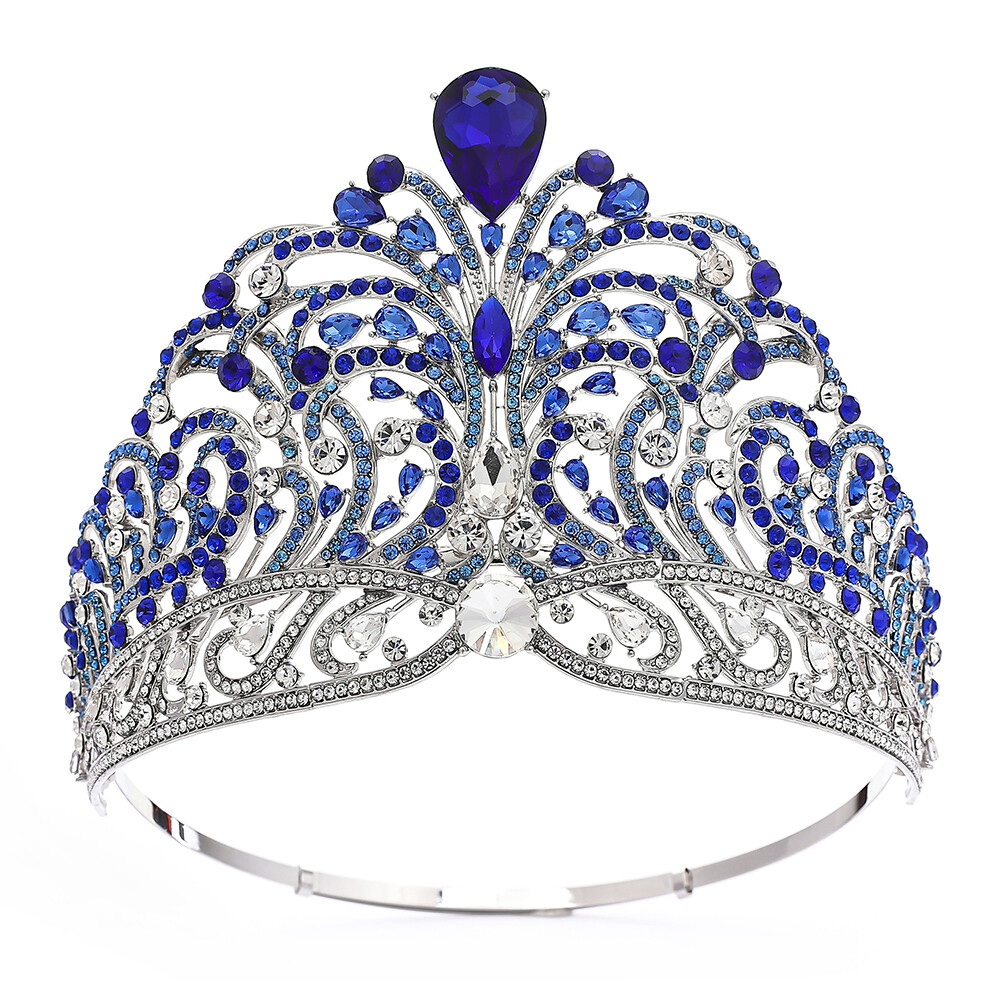 11cm Tall Crystal Tiara Crown Wedding Queen Princess Prom Adjustable For Women