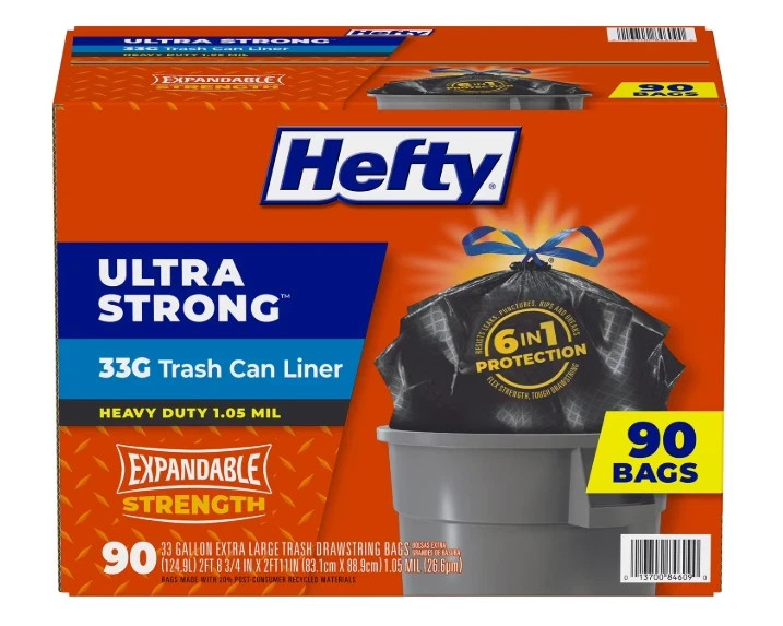 Hefty Ultra Strong Drawstring Trash Bags, Unscented 33 gal., 90 ct. Hefty Ultra Strong Drawstring Trash Bags, Unscented 33 gal., 90 ct.
