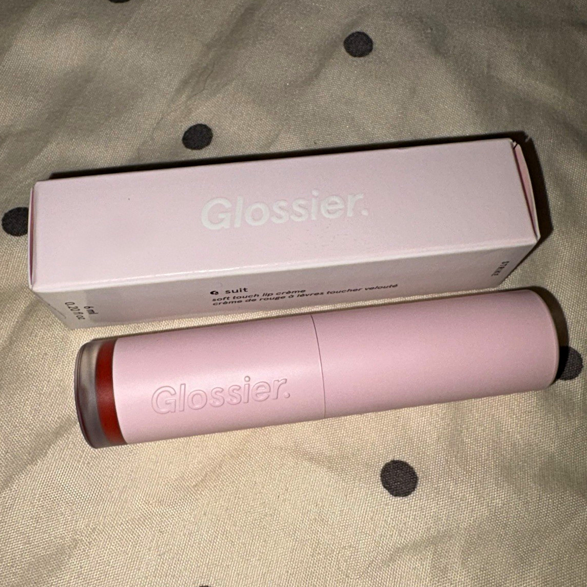 Glossier G Suit Soft Touch Lip Crème Lipstick, Strike, Travel Size 0.20 fl oz