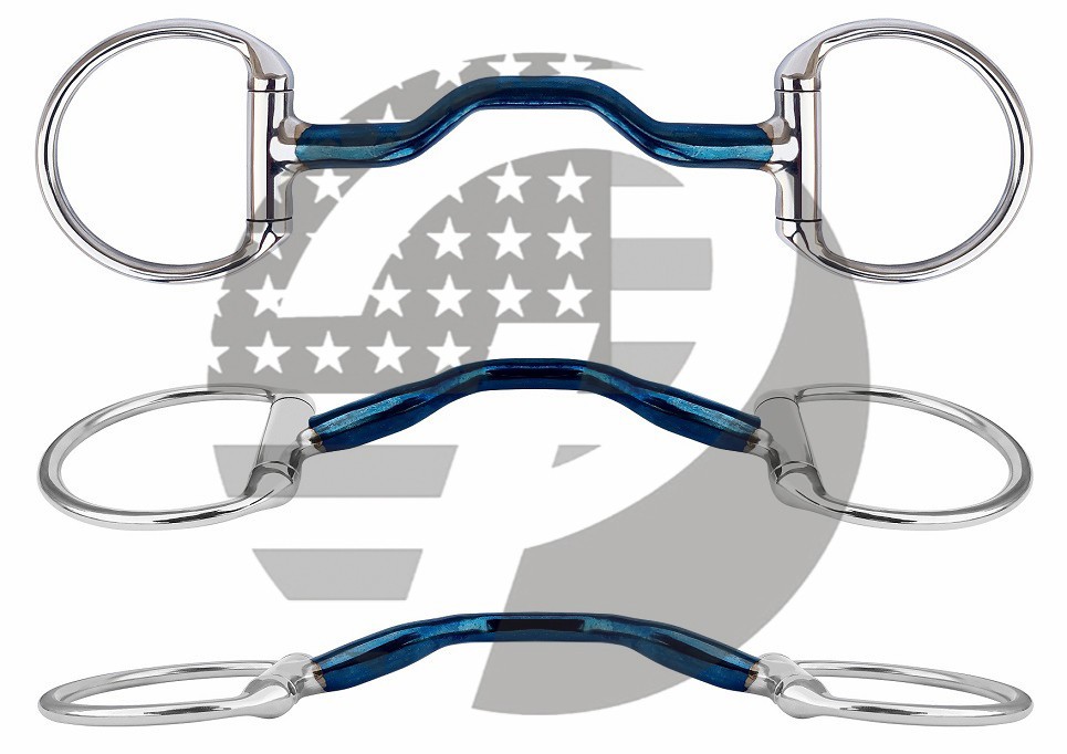 Eggbutt Ported Mouth Blue Alloy Horse Bit, Horse Riding Sweet Iron Snaffle Bits Eggbutt Ported Mouth Blue Alloy Horse Bit, Horse Riding Sweet Iron Snaffle Bits