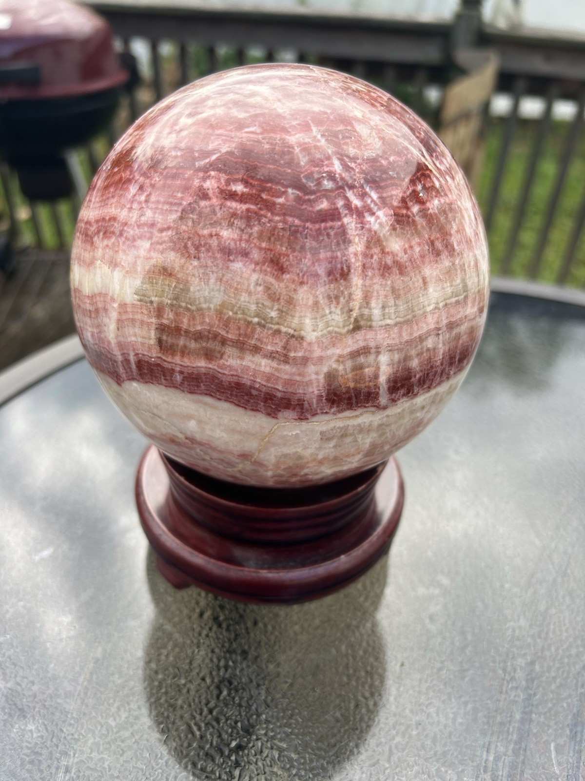 8.3LB Natural Red Stripe Pork Stone Crystal Quartz Ball Healing