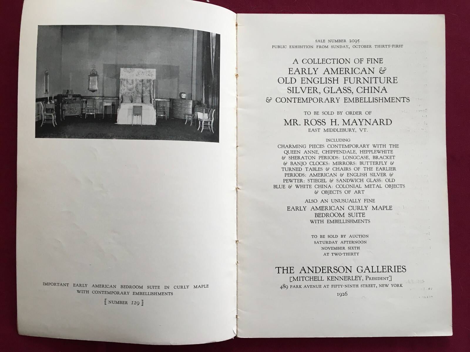 Antique American Furniture & Antique - Ross Maynard Collection 1926 Sale Catalog