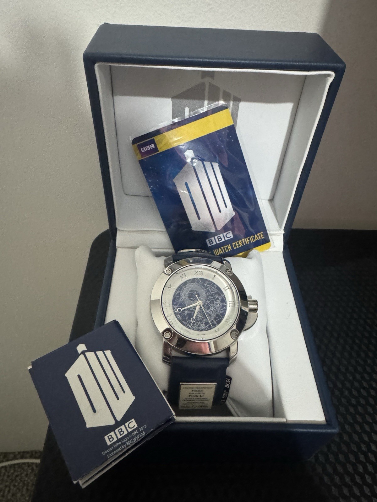 BBC Doctor Who Quartz Watch Blue Leather Strap Steel Case Box Papers T1242 BBC Doctor Who Quartz Watch Blue Leather Strap Steel Case Box Papers T1242