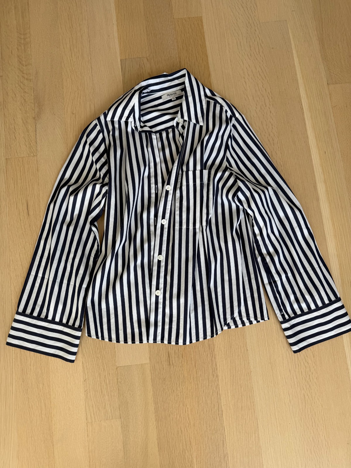 Madewell Women’s S Blue White Striped Button Down Shirt Coastal Preppy