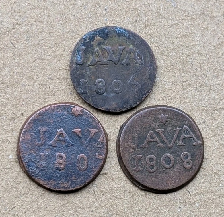 SET Year 3 Pcs 1806 - 1808 Netherlands JAVA VOC 1 Duit Coin_b51 SET Year 3 Pcs 1806 - 1808 Netherlands JAVA VOC 1 Duit Coin_b51