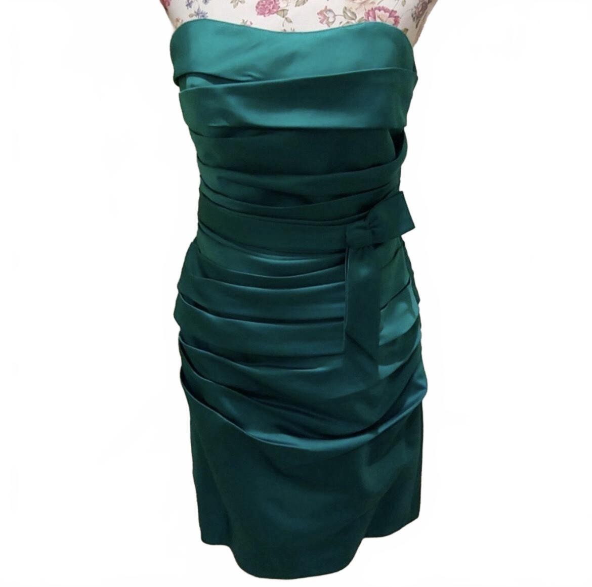 ALFRED ANGELO Green Silky Satiny Layered Dress w/Side Tie SIZE 4/6