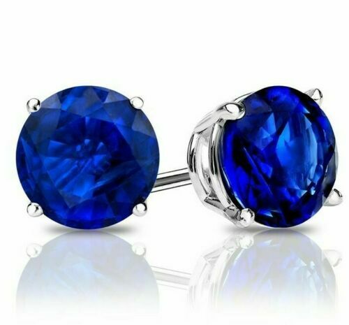 925 Sterling Silver Round Cut Lab Created Blue Sapphire Round Stud Earrings 6MM 925 Sterling Silver Round Cut Lab Created Blue Sapphire Round Stud Earrings 6MM