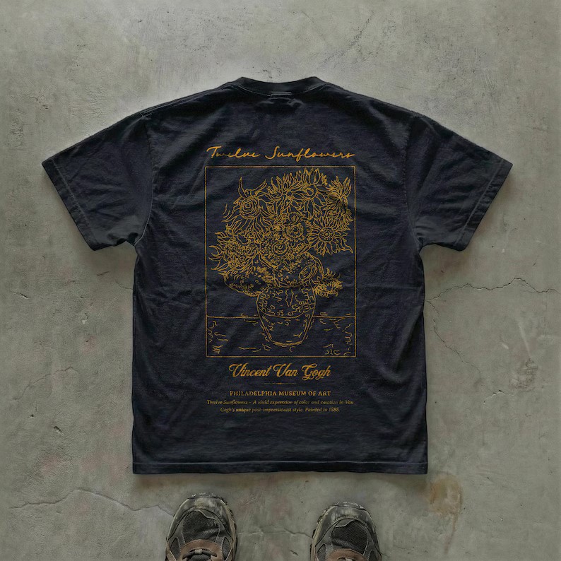 Vintage Van Gogh Twelve Sunflowers Comfort Tee Art Painting Shirt Gift