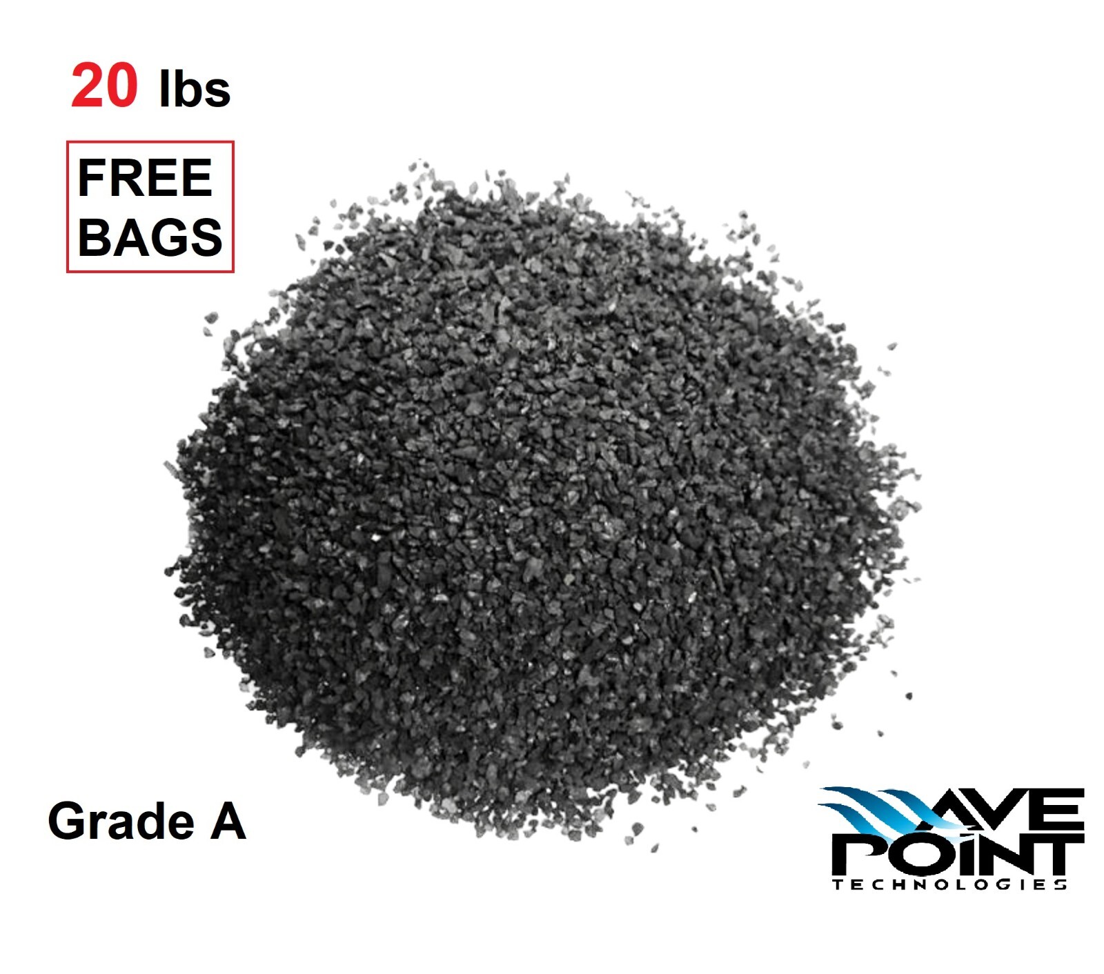 20 lbs Grade A, Activated Carbon Aquarium Filter Media Pond & 2 Free Bags - BULK
