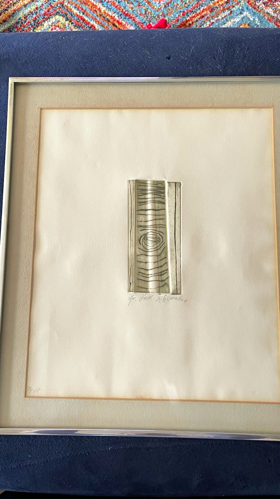 Schumacher Signed Abstract Drawing on Paper 1968 Matted & Framed, Single Schumacher Signed Abstract Drawing on Paper 1968 Matted & Framed, Single