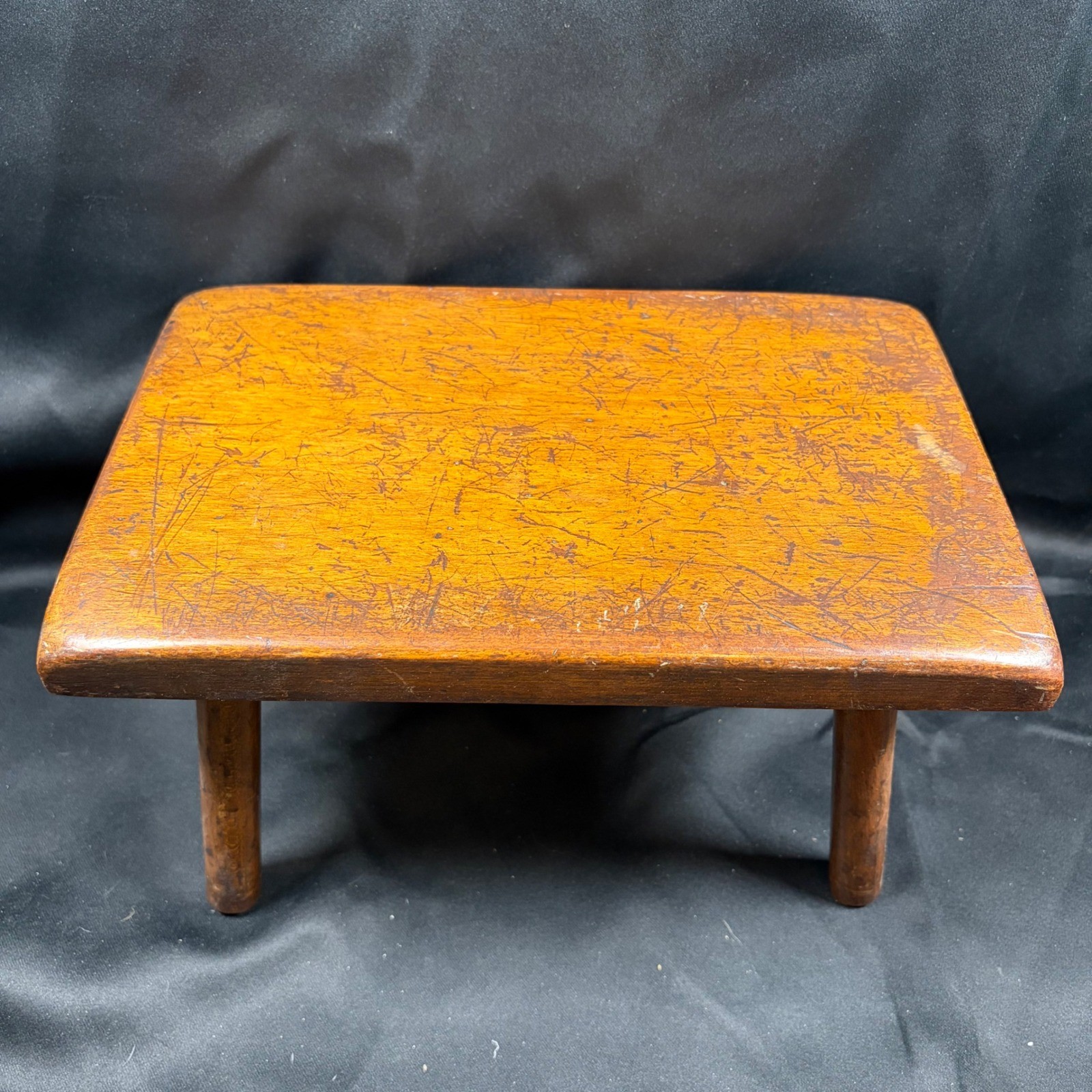 Conant Ball Solid Maple Low Stool Footstool CB 1852 Gardner MA 1930s Vintage